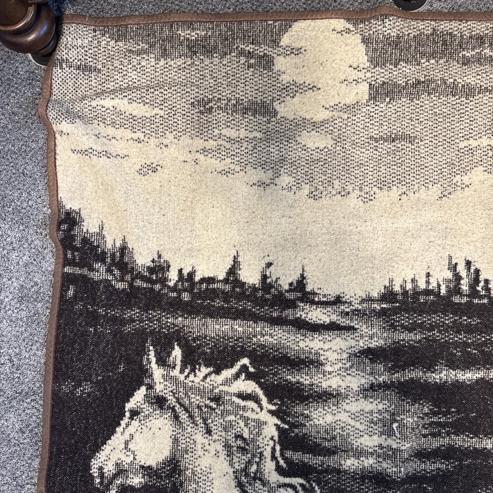 76x50" LINTEX INTERNATIONAL Spain Horse Reversible Blanket Throw VNTG - Picture 7 of 14